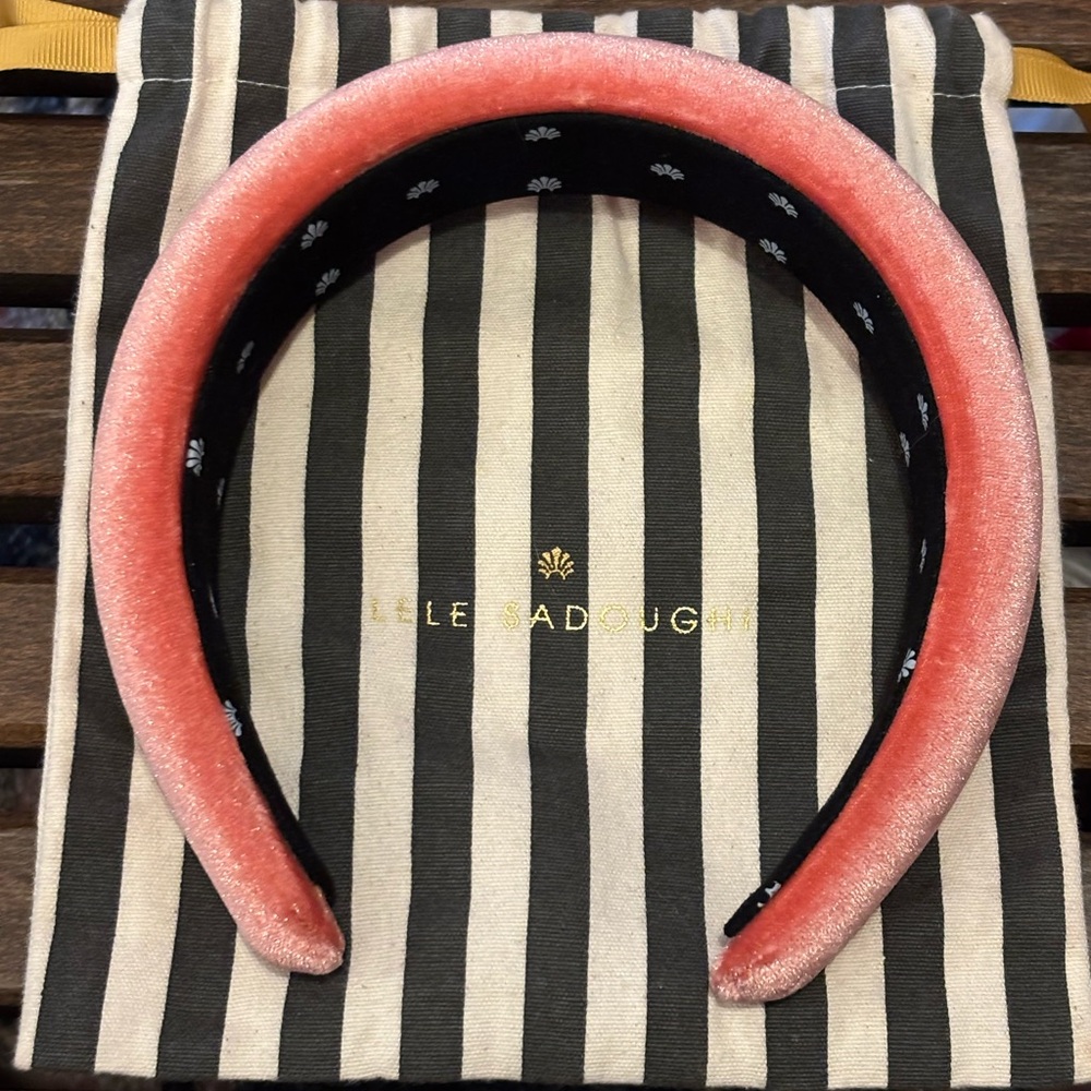 Lele Sadoughi Coral Velvet Headband